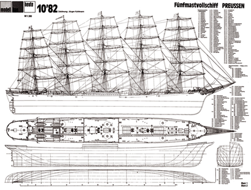 Preussen ship model plans